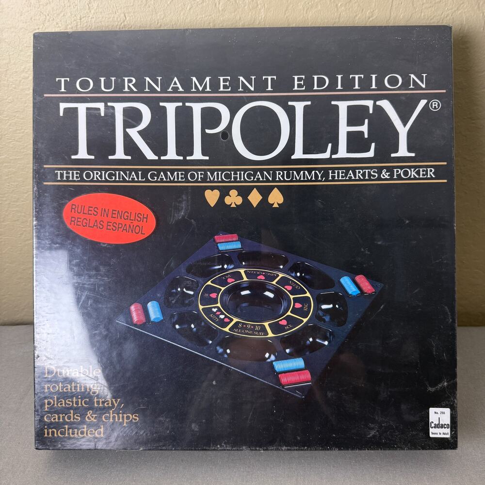 Vintage Tripoley Tournament Edition Board Game Michigan Rummy Poker Hearts NWT